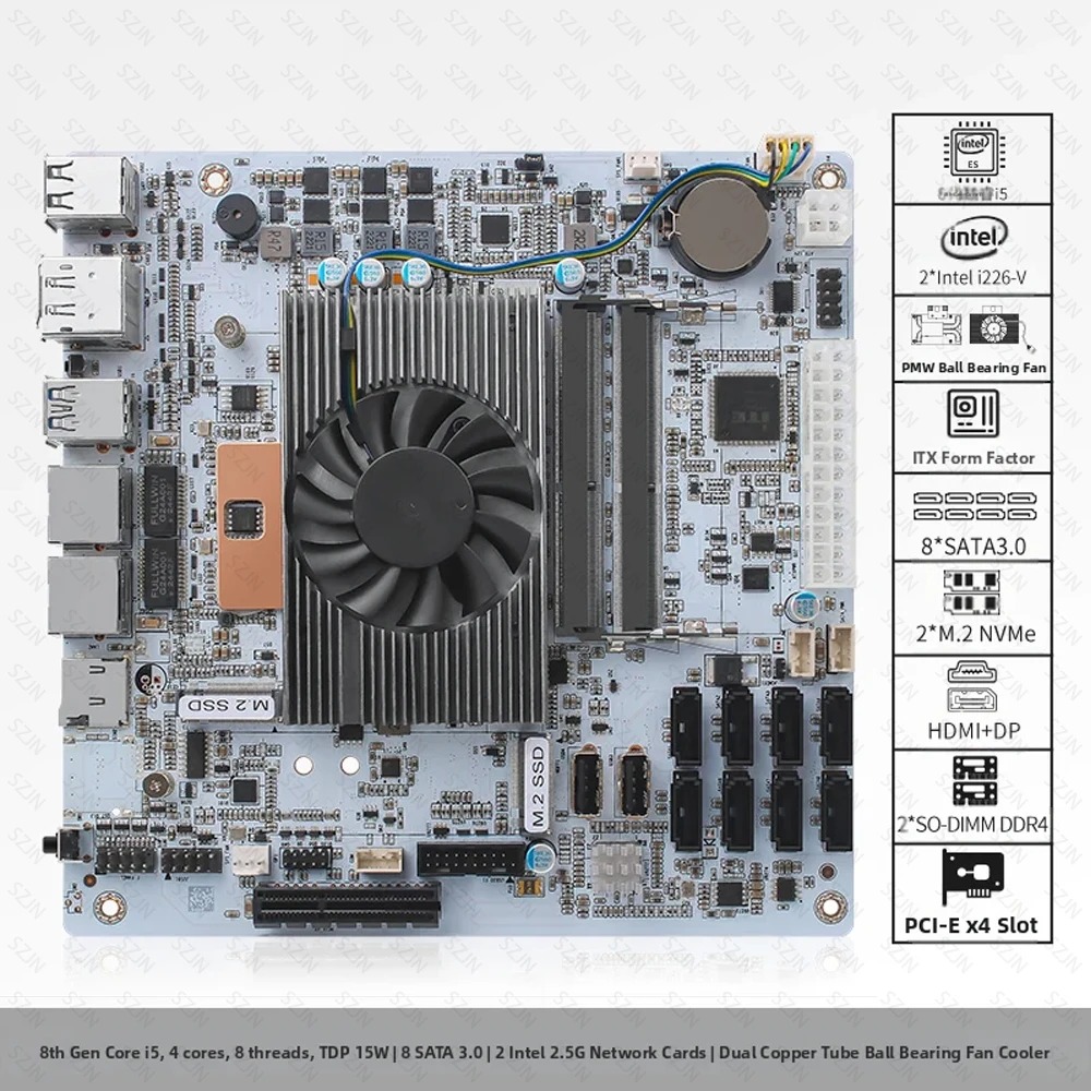 Nas Motherboard 8 Sata Mini Itx - Материнская плата I5-8265U ES NAS с
