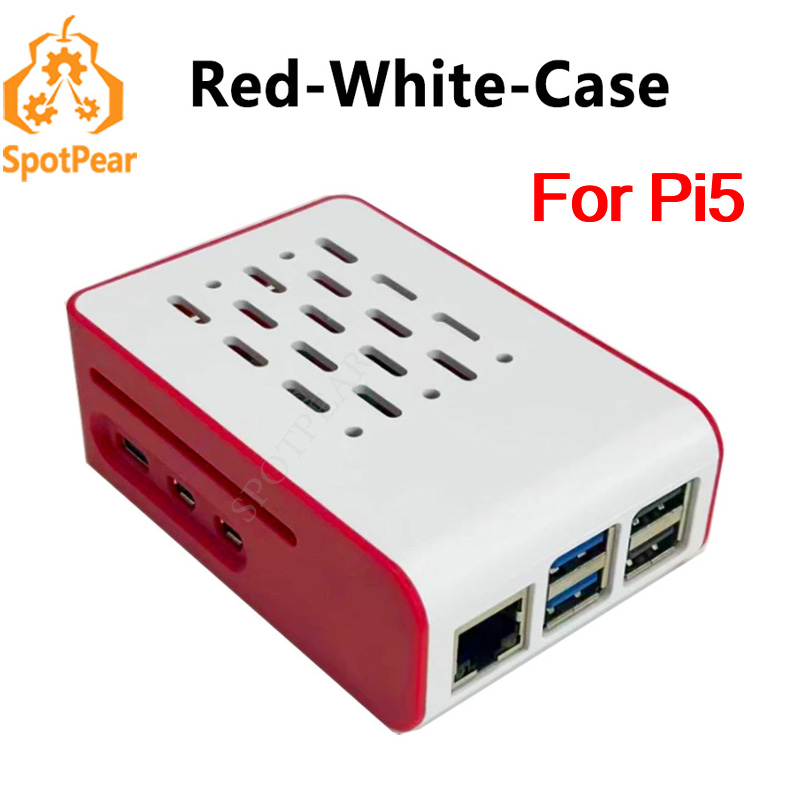 Raspberry Pi 5 8Gb Board - Красно-белый охлаждающий чехол Raspberry Pi 5.