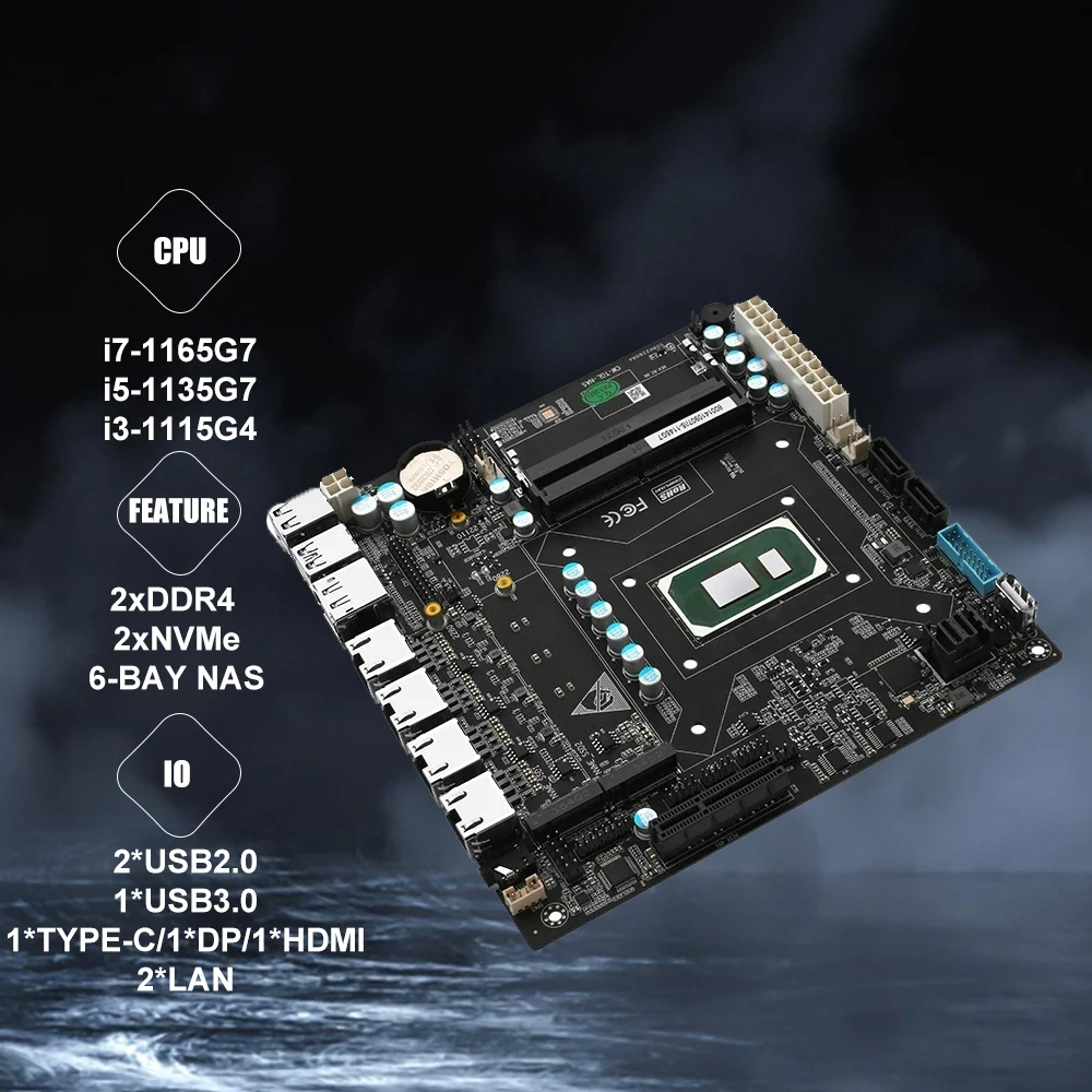 Материнская плата Nas ITX Set  – обзор и цена Nas Motherboard 8 Sata Mini Itx